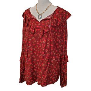 Flowy Red Floral Women's Top